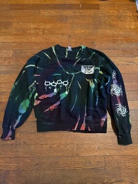 Men's Black Multicolor Tie-Dye Crewneck Sweatshirt